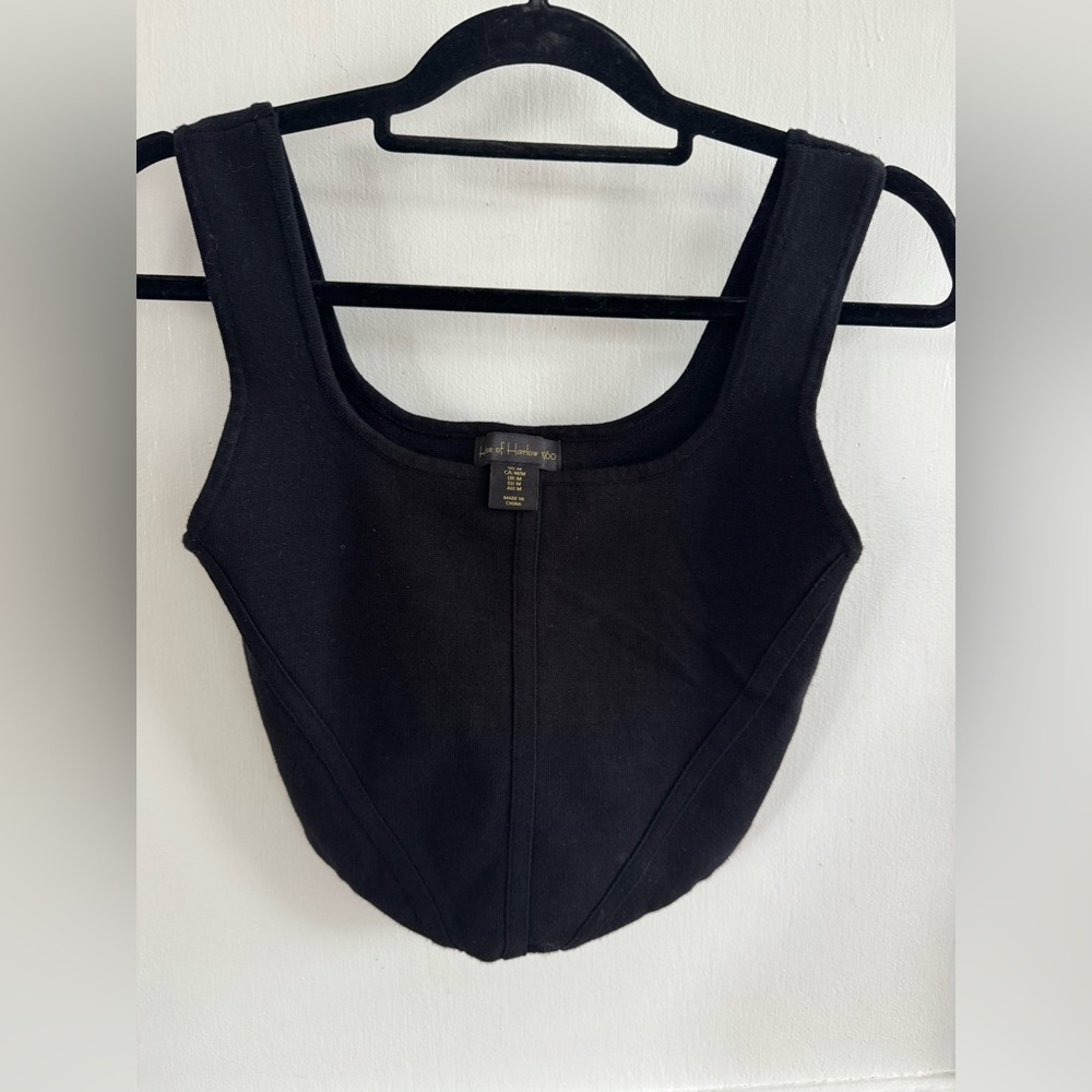 House of Harlow 1960 Black Square-Neck Crop Top Size M